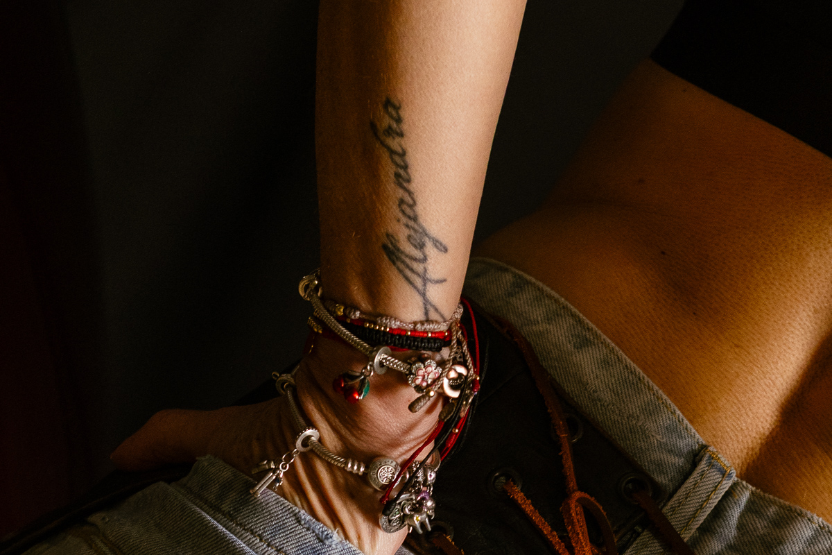 Detail image of tattoo on Claudia's wrist